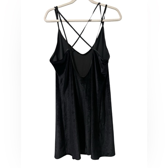 Dentelle velvet cross back strappy chemise dress vintage scoop neck open back LG - Picture 4 of 15